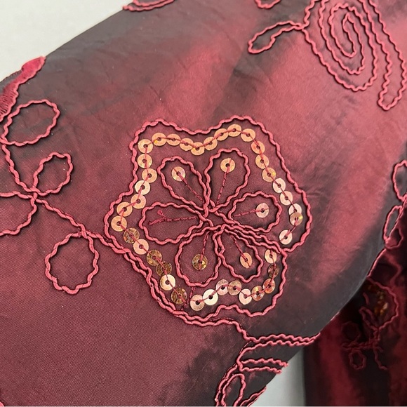 Susan Graver Style Burgundy Sequin Embroidered Jacket - Picture 5 of 14